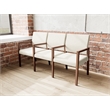Pemberly Row Waiting Reception 3 Seat Tandem Seating Wood Frame in Beige