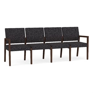 Pemberly Row Waiting Reception 4 Seat Tandem Seating No Center Arms in Black