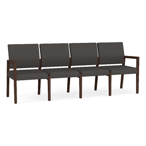Pemberly Row Waiting Reception 4 Seat Tandem Seating No Center Arms in Gray