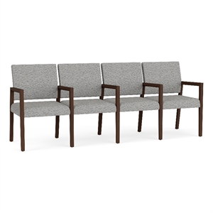 Pemberly Row Waiting Reception 4 Seat Tandem Seating Wood Frame in Gray