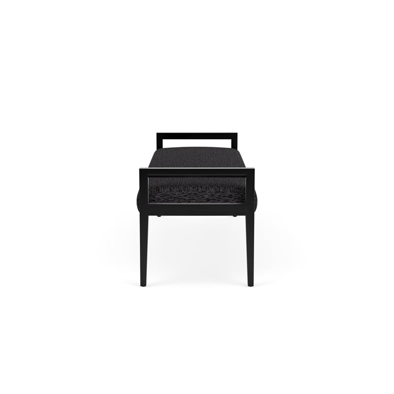 Pemberly Row Waiting Reception 3 Seat Bench Wood Frame in Gray