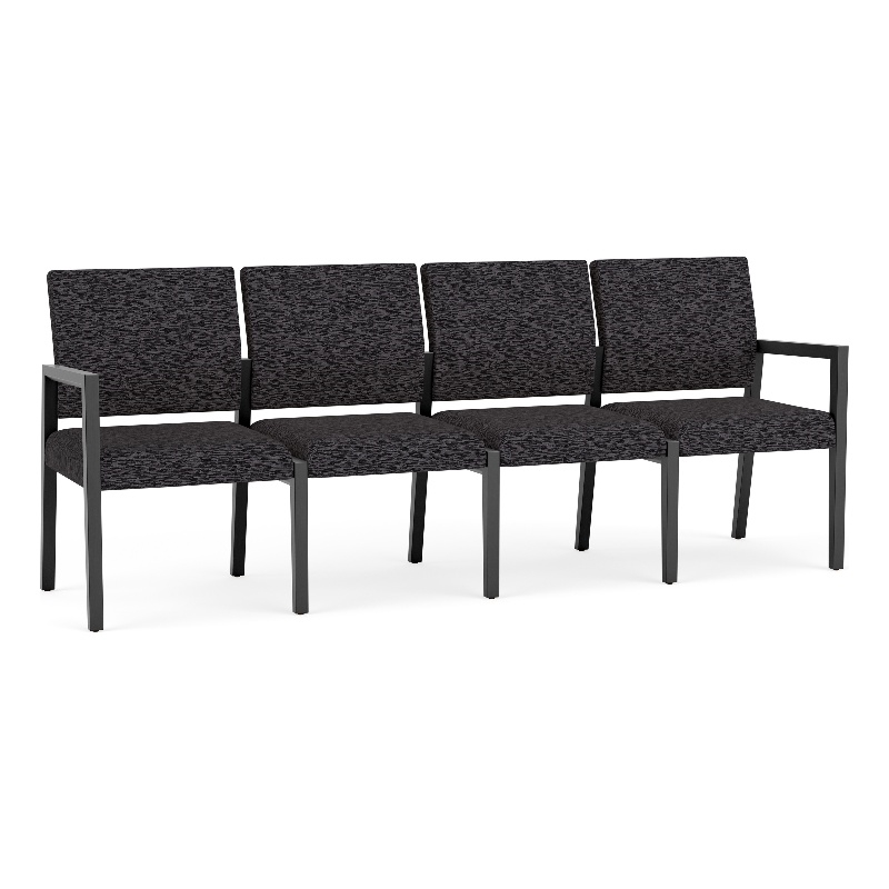 Pemberly Row Waiting Reception 4 Seat Tandem Seating No Center Arms in Black