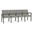 Pemberly Row Waiting Reception 4 Seat Tandem Seating No Center Arms in Gray