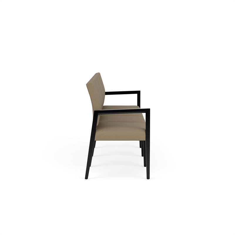Pemberly Row Waiting Reception 4 Seat Tandem Seating No Center Arms in Brown