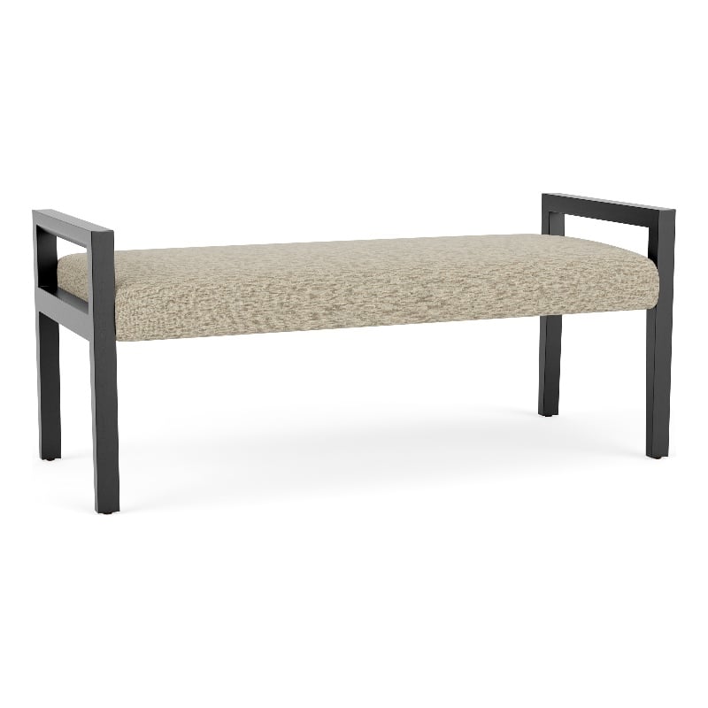 Pemberly Row Waiting Reception 2 Seat Bench Wood Frame in Brown