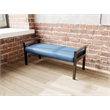 Pemberly Row Waiting Reception 2 Seat Bench Wood Frame in Blue