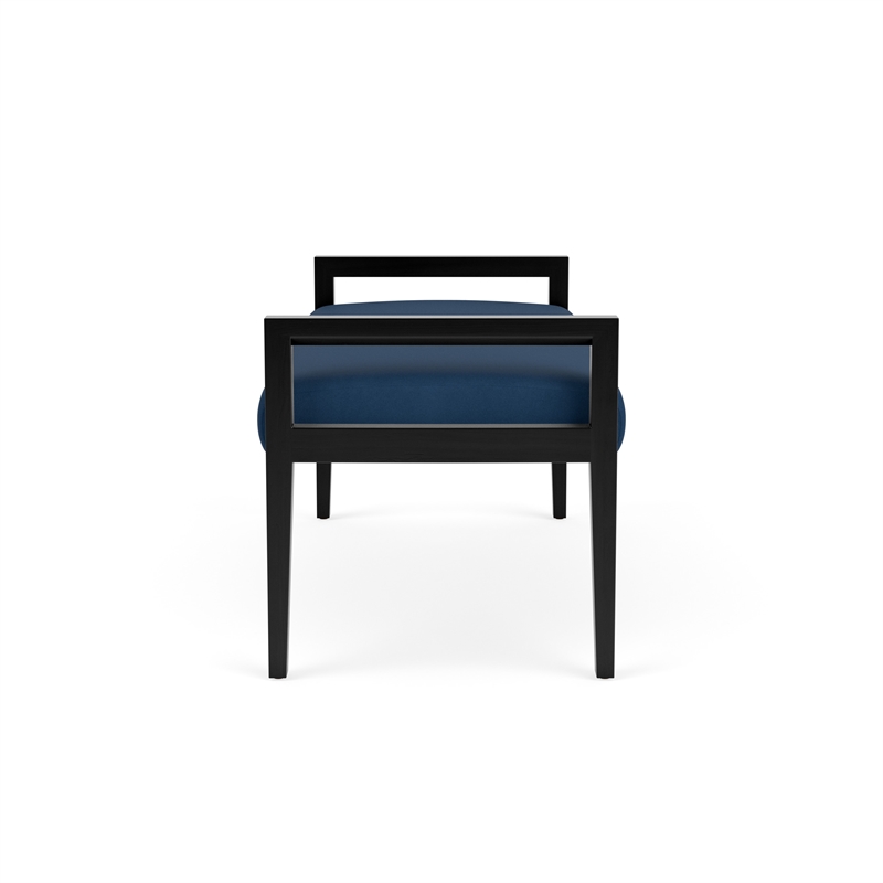 Pemberly Row Waiting Reception 2 Seat Bench Wood Frame in Blue