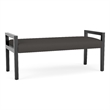 Pemberly Row Waiting Reception 2 Seat Bench Wood Frame in Gray