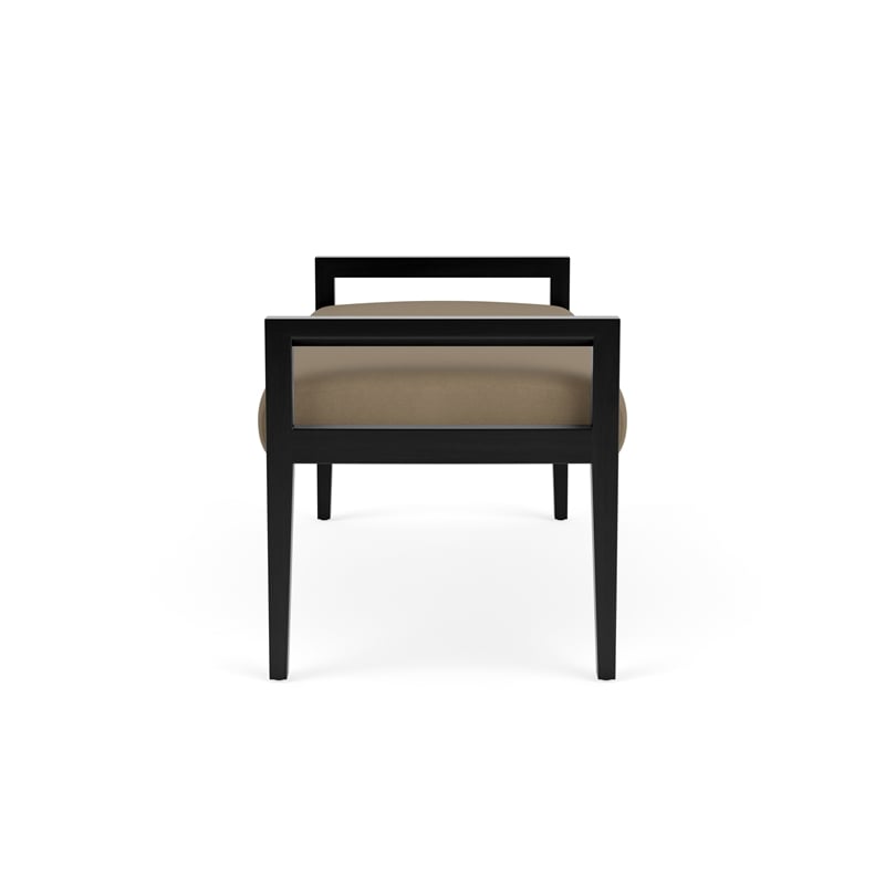 Pemberly Row Waiting Reception 2 Seat Bench Wood Frame in Brown
