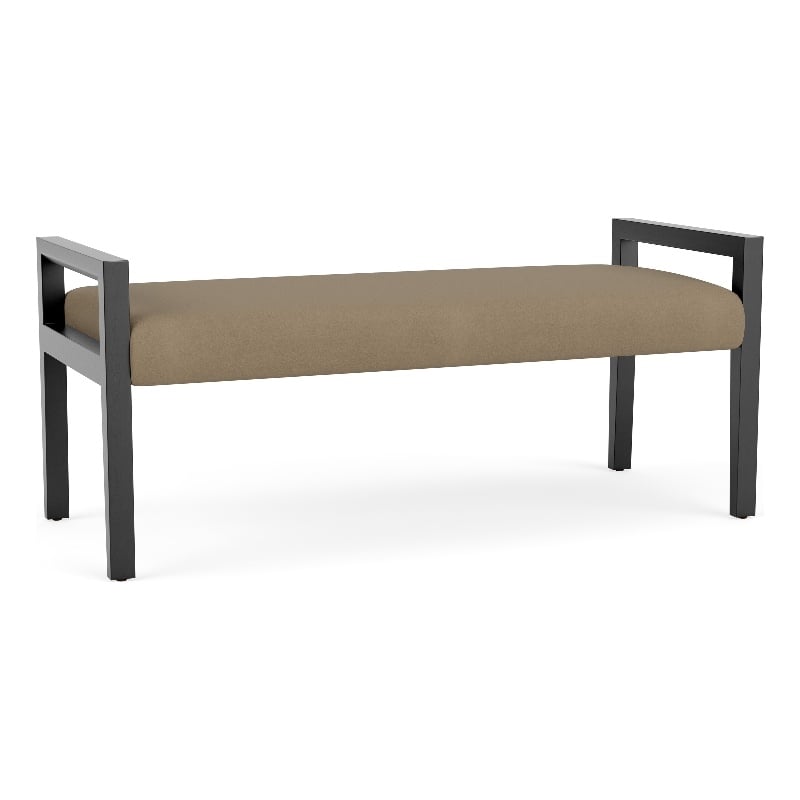 Pemberly Row Waiting Reception 2 Seat Bench Wood Frame in Brown
