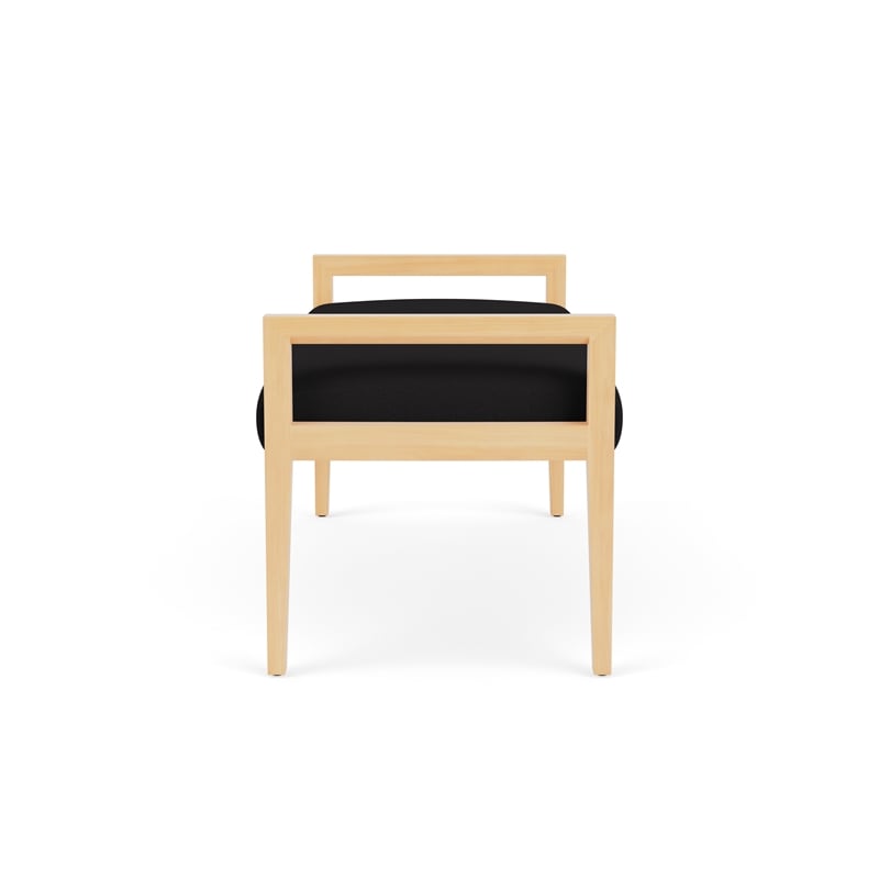 Pemberly Row Waiting Reception 2 Seat Bench Wood Frame in Black