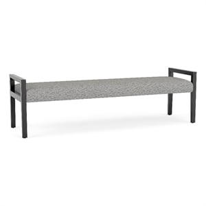 Pemberly Row Waiting Reception 3 Seat Bench Wood Frame in Gray