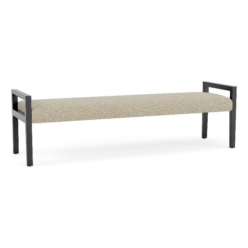 Pemberly Row Waiting Reception 3 Seat Bench Wood Frame in Brown