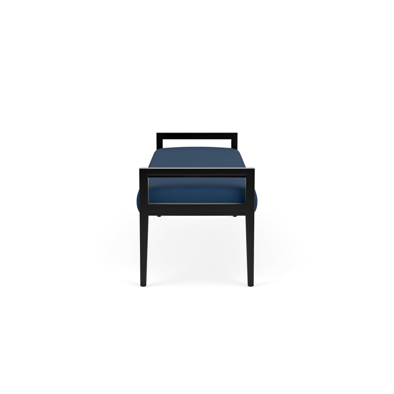 Pemberly Row Waiting Reception 3 Seat Bench Wood Frame in Blue