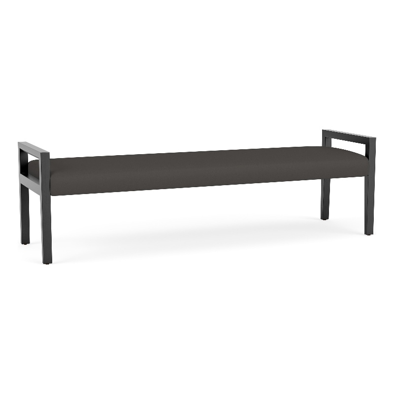Pemberly Row Waiting Reception 3 Seat Bench Wood Frame in Gray