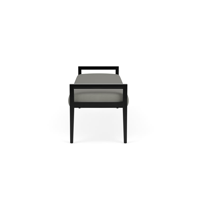 Pemberly Row Waiting Reception 3 Seat Bench Wood Frame in Gray