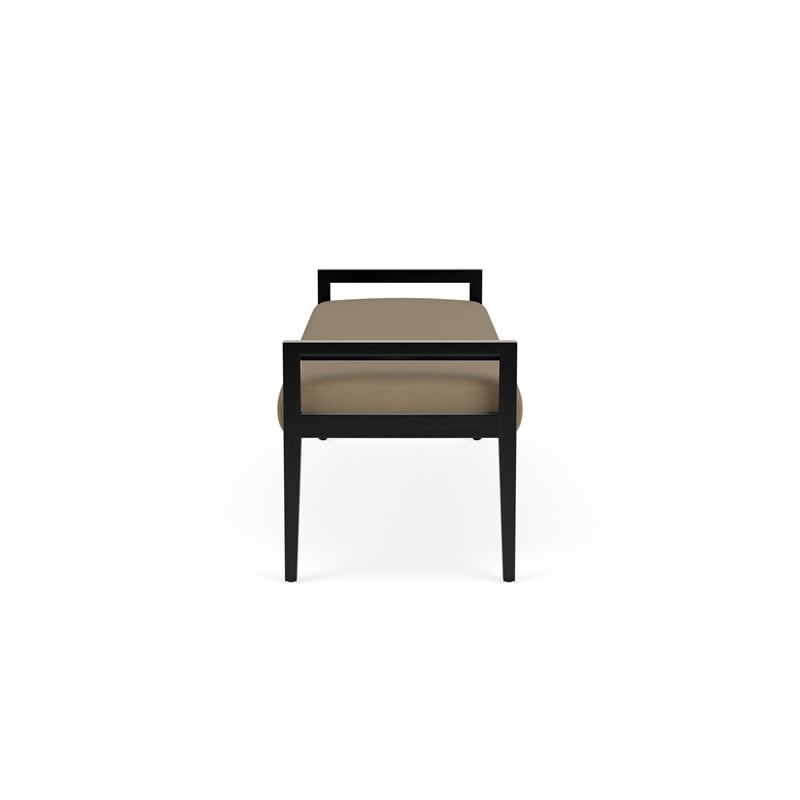 Pemberly Row Waiting Reception 3 Seat Bench Wood Frame in Brown