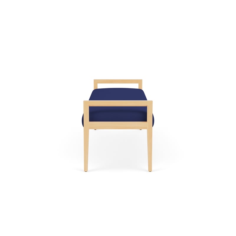 Pemberly Row Waiting Reception 3 Seat Bench Wood Frame in Blue