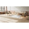 Pemberly Row Waiting Reception 3 Seat Bench Wood Frame in Blue