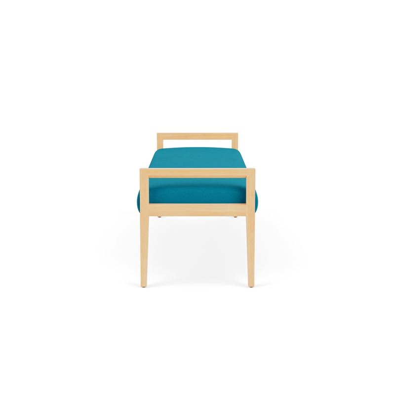 Pemberly Row Waiting Reception 3 Seat Bench Wood Frame in Teal