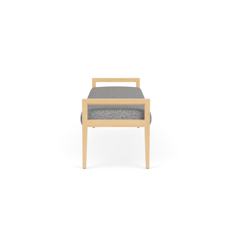 Pemberly Row Waiting Reception 3 Seat Bench Wood Frame in Gray