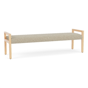 Pemberly Row Waiting Reception 3 Seat Bench Wood Frame in Brown