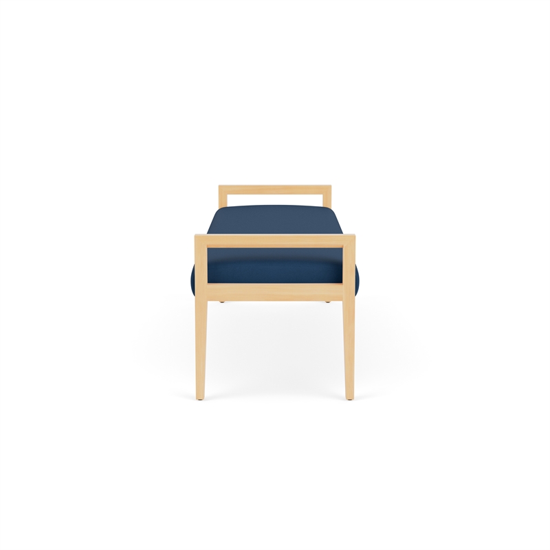 Pemberly Row Waiting Reception 3 Seat Bench Wood Frame in Blue