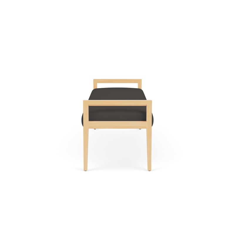 Pemberly Row Waiting Reception 3 Seat Bench Wood Frame in Gray
