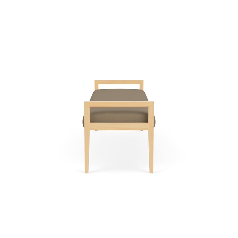 Pemberly Row Waiting Reception 3 Seat Bench Wood Frame in Brown