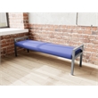 Pemberly Row Waiting Reception 3 Seat Bench Wood Frame in Blue