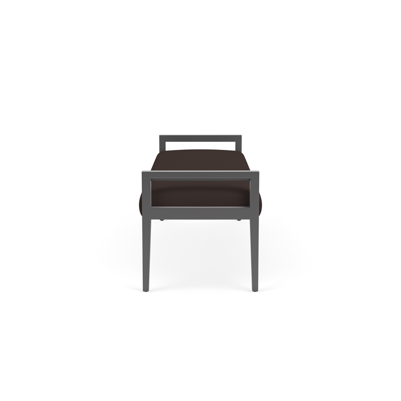 Pemberly Row Waiting Reception 3 Seat Bench Wood Frame in Brown