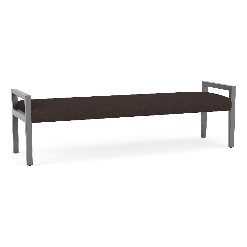 Pemberly Row Waiting Reception 3 Seat Bench Wood Frame in Brown