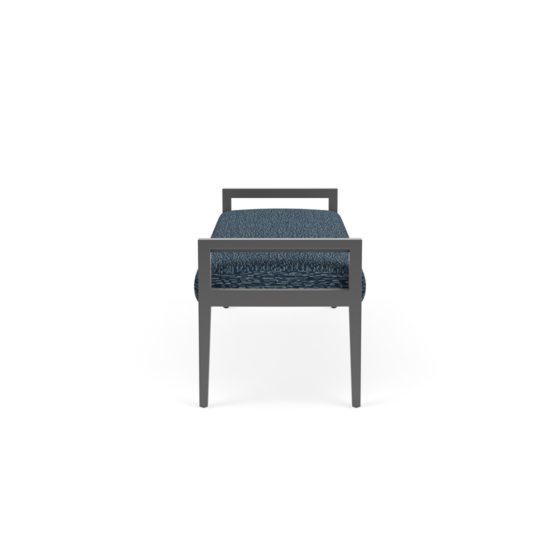 Pemberly Row Waiting Reception 3 Seat Bench Wood Frame in Blue