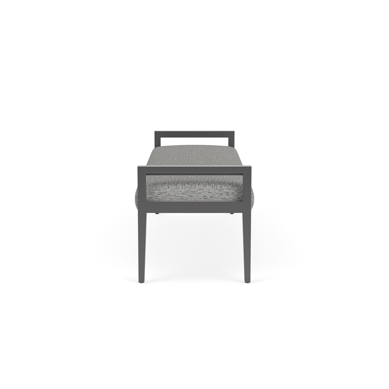 Pemberly Row Waiting Reception 3 Seat Bench Wood Frame in Gray