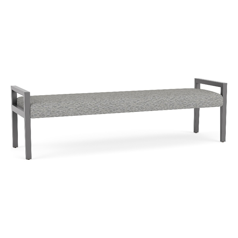 Pemberly Row Waiting Reception 3 Seat Bench Wood Frame in Gray