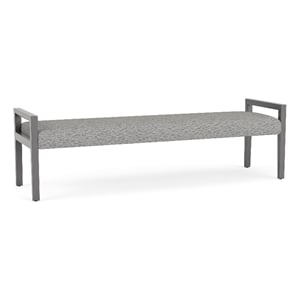 Pemberly Row Waiting Reception 3 Seat Bench Wood Frame in Gray
