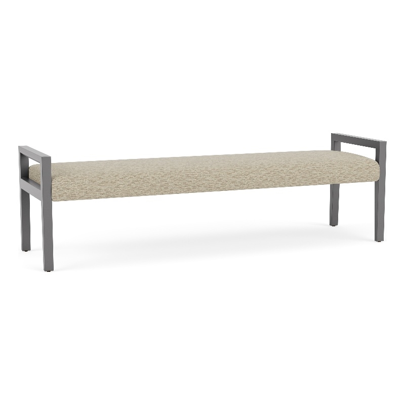 Pemberly Row Waiting Reception 3 Seat Bench Wood Frame in Brown