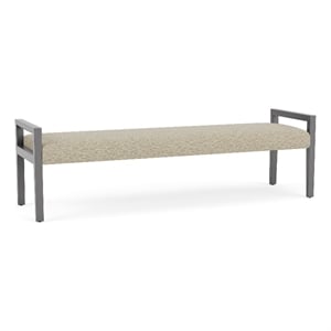 Pemberly Row Waiting Reception 3 Seat Bench Wood Frame in Brown