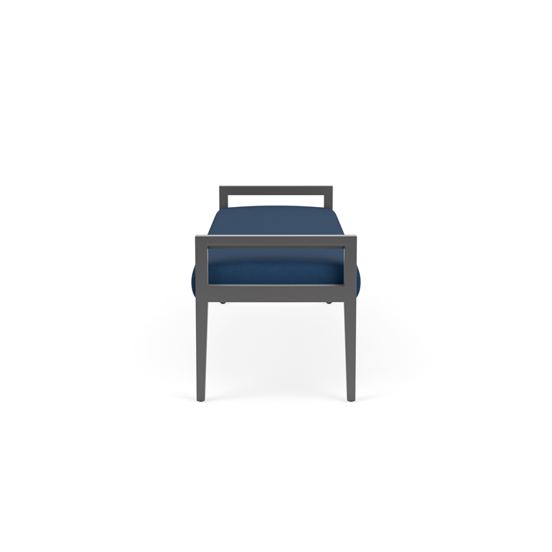 Pemberly Row Waiting Reception 3 Seat Bench Wood Frame in Blue