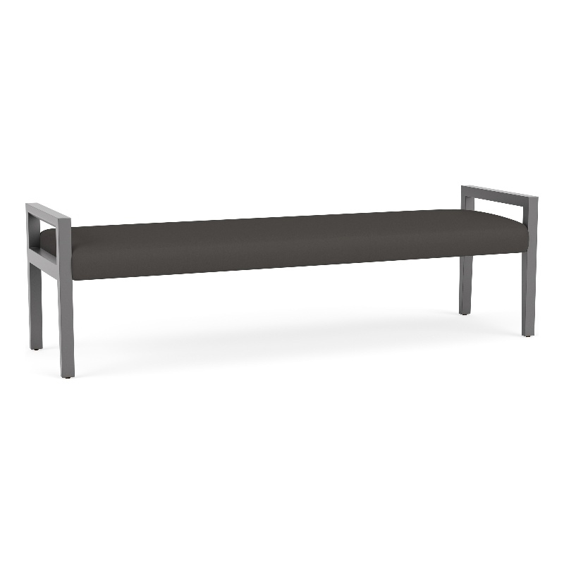 Pemberly Row Waiting Reception 3 Seat Bench Wood Frame in Gray