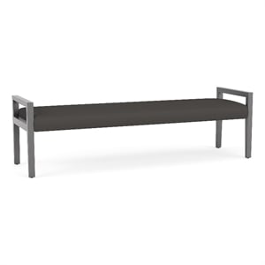 Pemberly Row Waiting Reception 3 Seat Bench Wood Frame in Gray