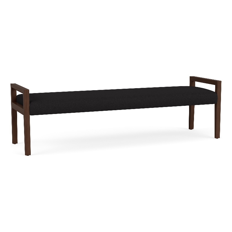 Pemberly Row Waiting Reception 3 Seat Bench Wood Frame in Black