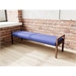 Pemberly Row Waiting Reception 3 Seat Bench Wood Frame in Blue