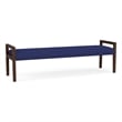 Pemberly Row Waiting Reception 3 Seat Bench Wood Frame in Blue