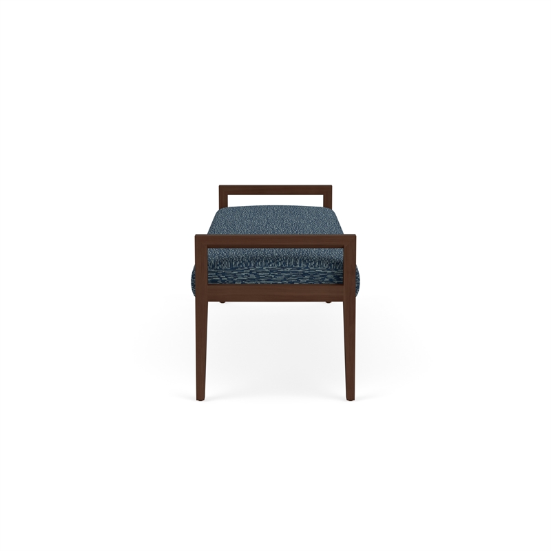 Pemberly Row Waiting Reception 3 Seat Bench Wood Frame in Blue