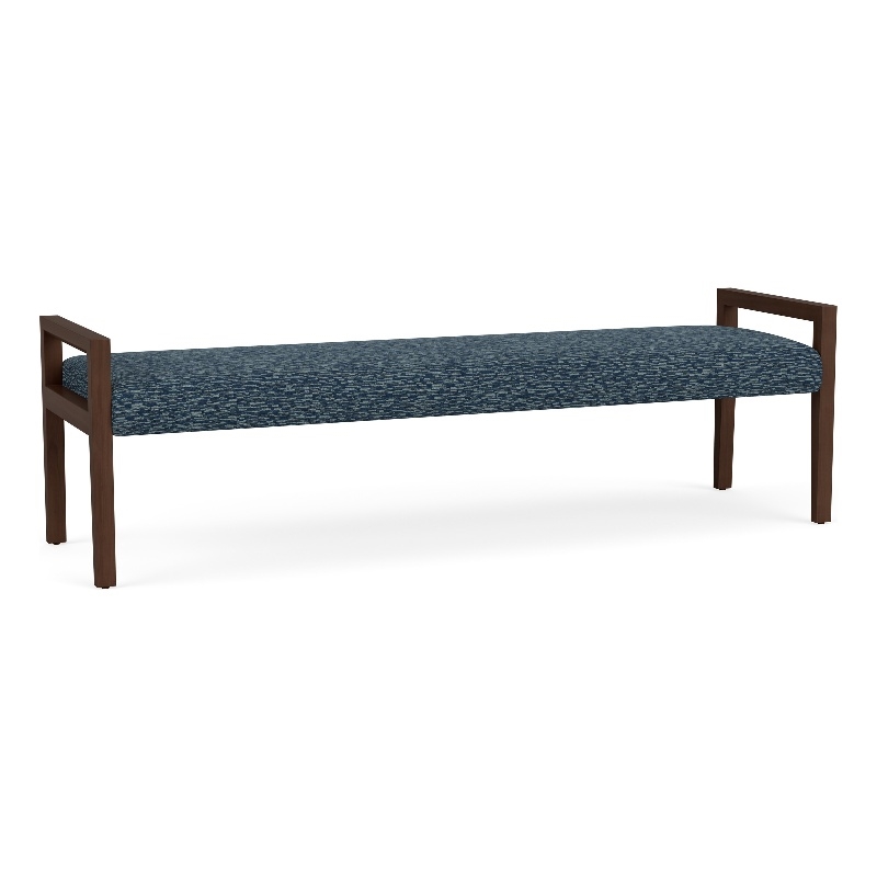 Pemberly Row Waiting Reception 3 Seat Bench Wood Frame in Blue