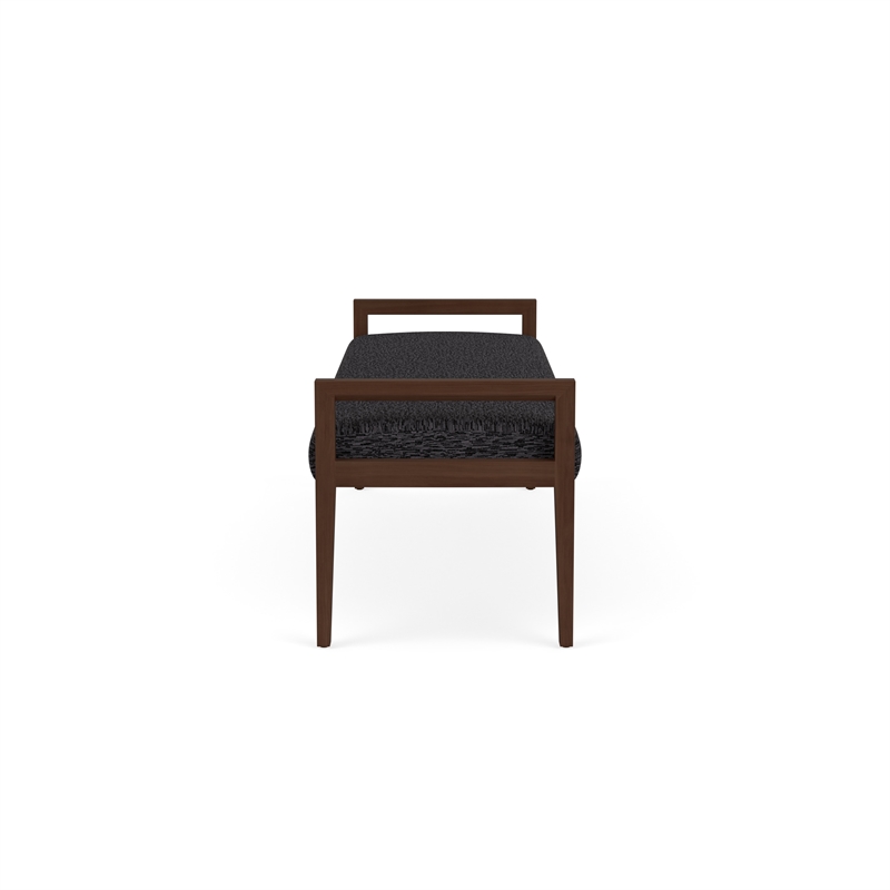 Pemberly Row Waiting Reception 3 Seat Bench Wood Frame in Gray