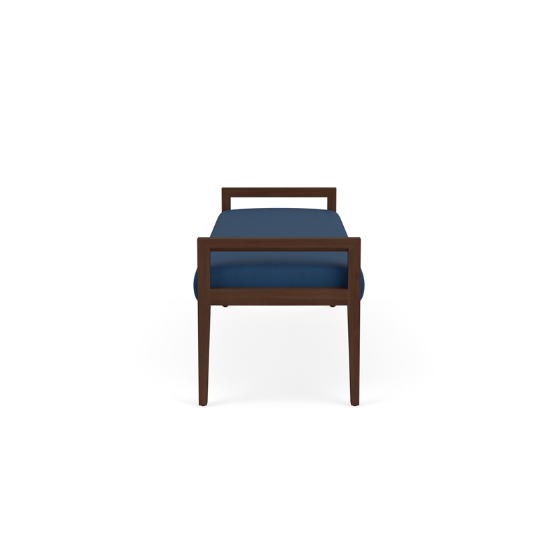 Pemberly Row Waiting Reception 3 Seat Bench Wood Frame in Blue