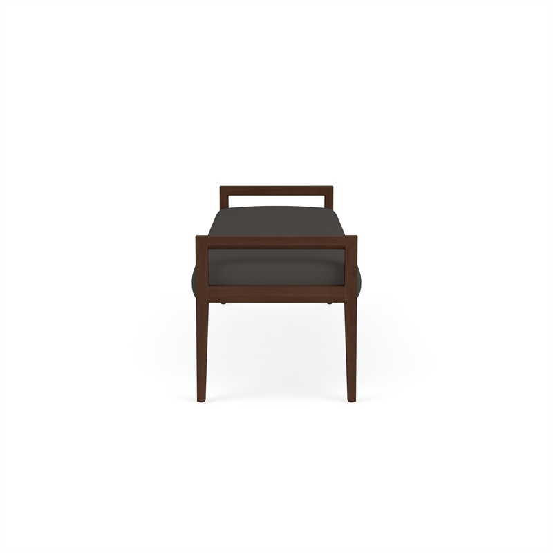 Pemberly Row Waiting Reception 3 Seat Bench Wood Frame in Gray