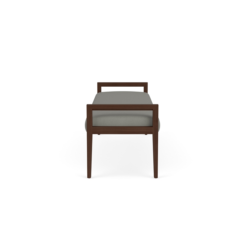 Pemberly Row Waiting Reception 3 Seat Bench Wood Frame in Gray
